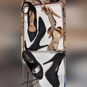 Black Beige Gold sparkly Stilettos Sandals & Pumps High Heels Size 8 LOT